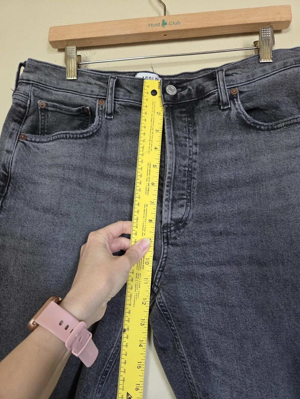 Agolde Organic Cotton High-Rise Straight Leg Washed Black/gray Denim Jeans
